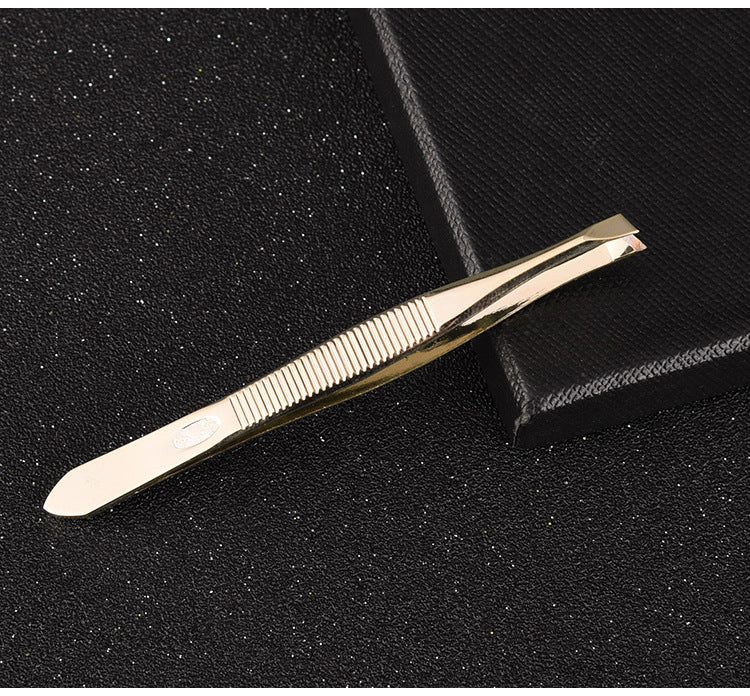 Pinzas para Cejas de Acero Inoxidable Dorado