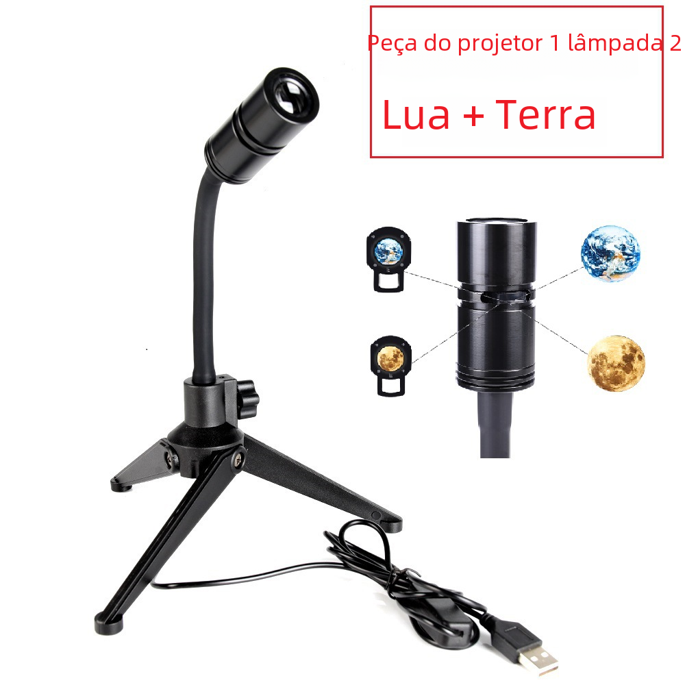 Lámpara Luna USB con Proyección de la Tierra