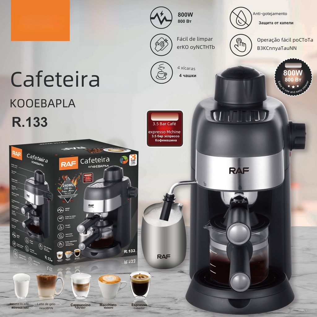Máquina de Café Italiana Semi-Automática Compacta para Hogar