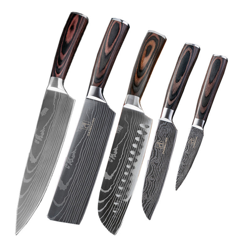 Colección de cuchillos de chef de acero de Damasco