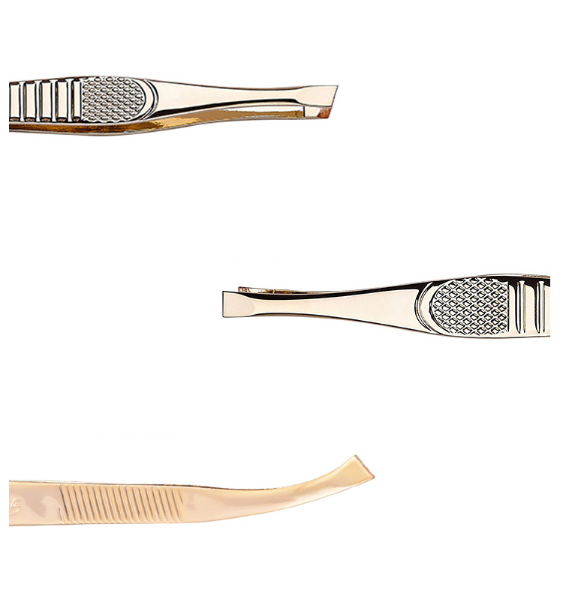 Pinzas para Cejas de Acero Inoxidable Dorado