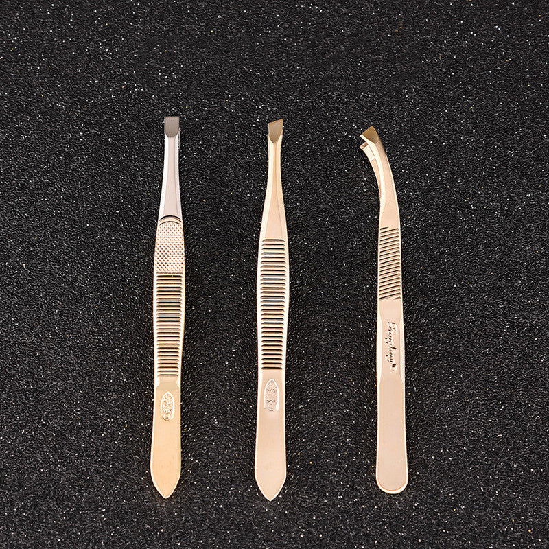 Pinzas para Cejas de Acero Inoxidable Dorado
