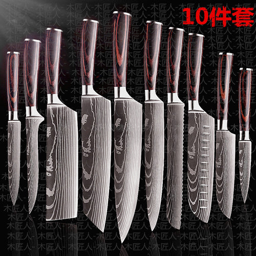 Colección de cuchillos de chef de acero de Damasco