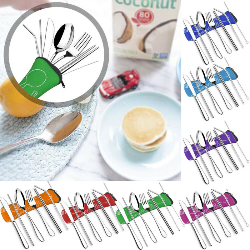 Set de Cubiertos Portátiles de Acero Inoxidable - 7 Piezas