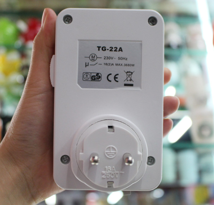 Enchufe con temporizador estándar de la UE, interruptor temporizador mecánico de 16 A