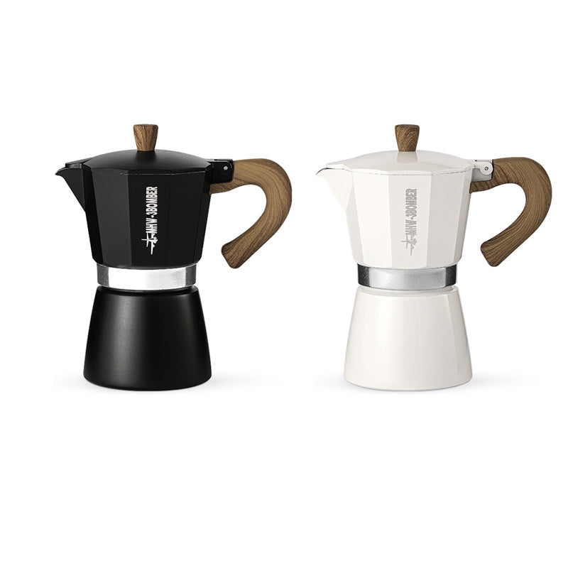 Cafetera Moka con Mango de Madera Vintage para Café Italiano y Cubano
