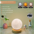 Lámpara de noche 3D con forma de luna y base de mad