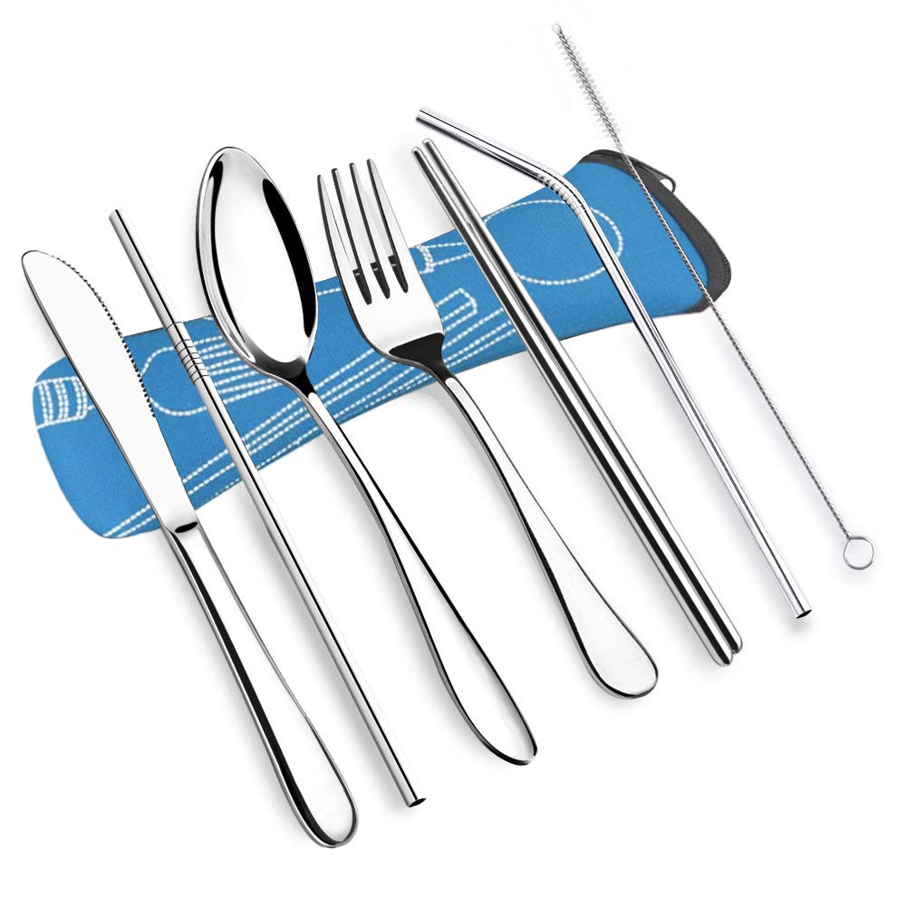 Set de Cubiertos Portátiles de Acero Inoxidable - 7 Piezas