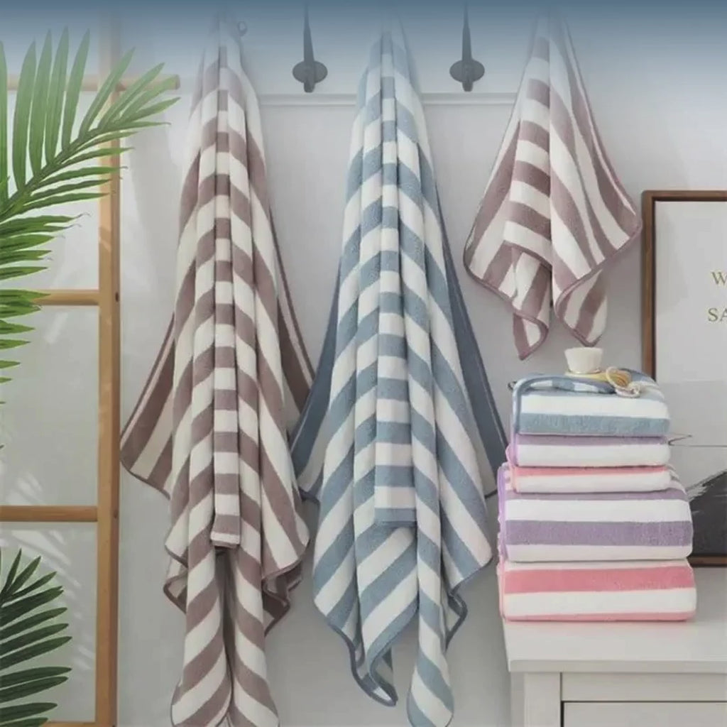 Toalla de baño de algodón a rayas